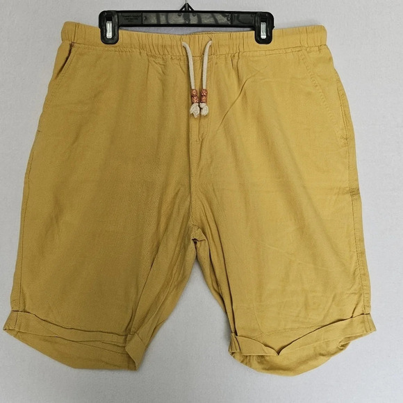 Mens  Shorts Casual Linen blend Summer Beach Elastic Waist with Drawstring - Picture 2 of 8